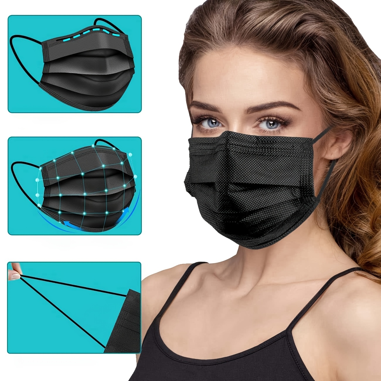 200Pcs Thick Black Disposable  - Cloth Face Mask Washable recension och pris